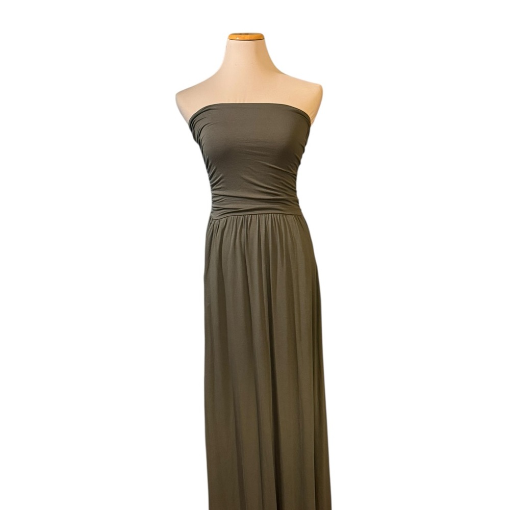 NWT Lascana Strapless Green Jersey Maxi Dress - Picture 4 of 8